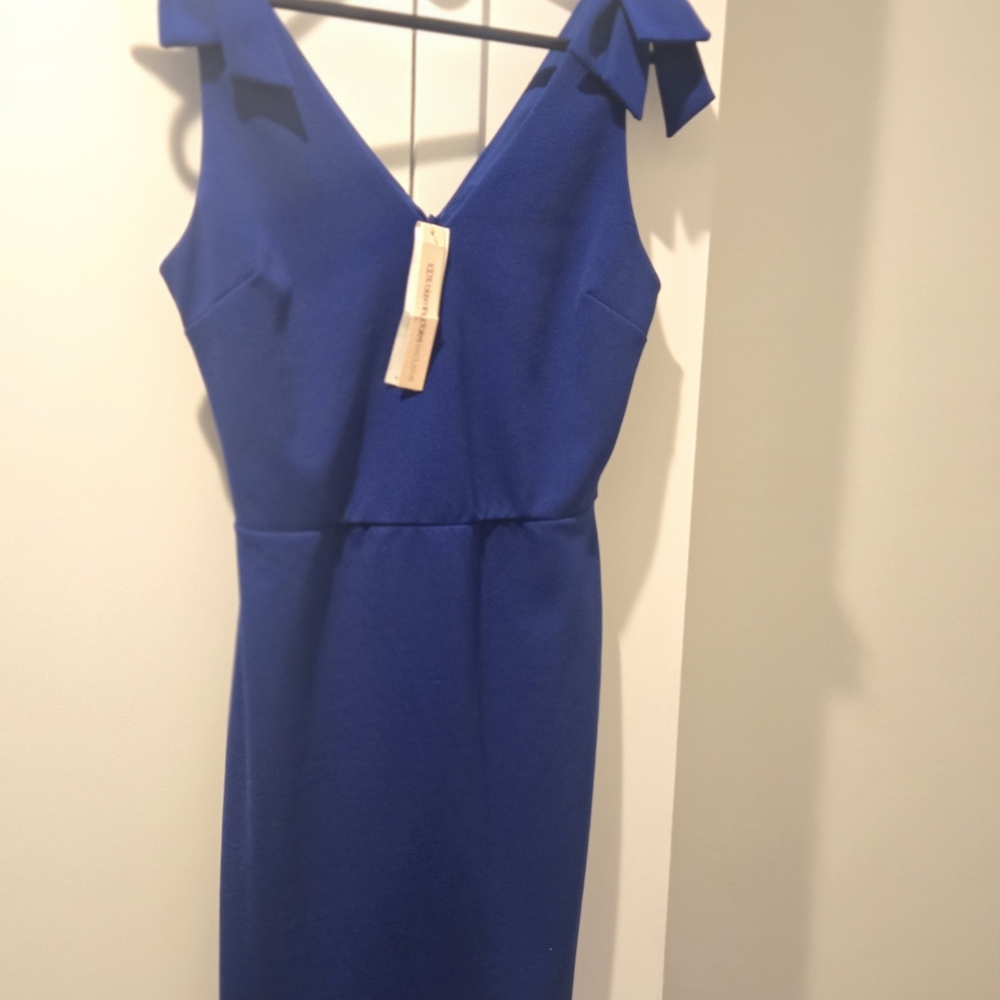 Aqua Royal Blue V-Neck Mini Dress
